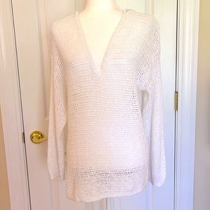 J.Jill PureJill Crocheted V-neck Hooded Sweater